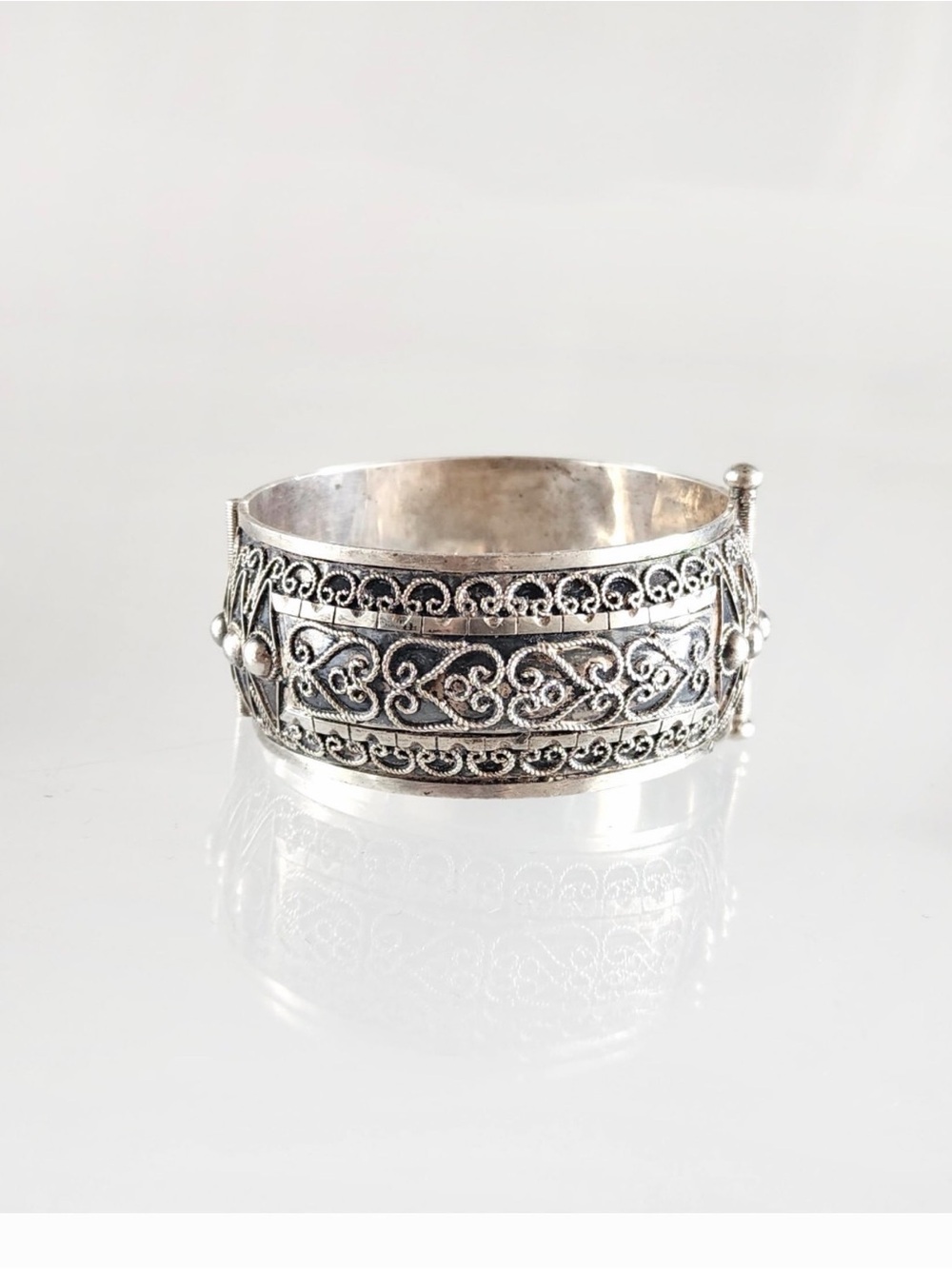 Sterling-Style Silver Filigree Cuff Bracelet